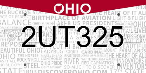 2UT325 Ohio License Plate