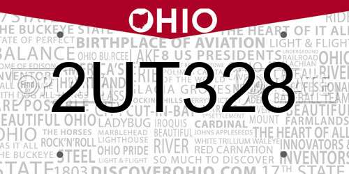 2UT328 Ohio License Plate