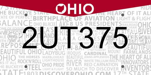 2UT375 Ohio License Plate