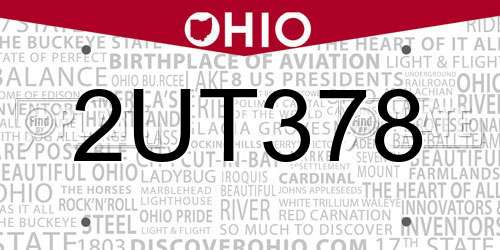 2UT378 Ohio License Plate