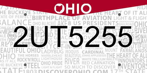 2UT5255 Ohio License Plate
