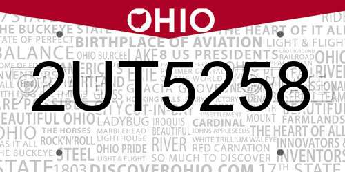 2UT5258 Ohio License Plate