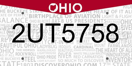 2UT5758 Ohio License Plate