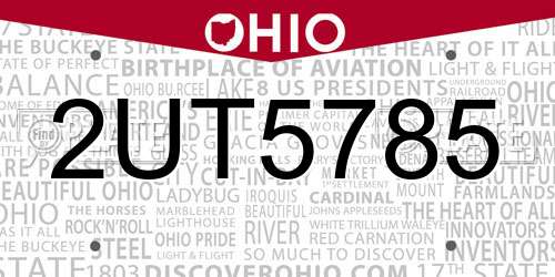 2UT5785 Ohio License Plate
