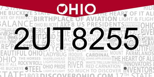 2UT8255 Ohio License Plate