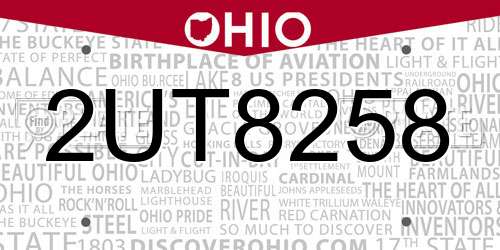 2UT8258 Ohio License Plate