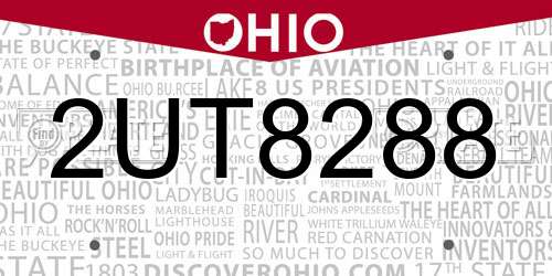 2UT8288 Ohio License Plate
