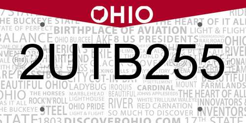 2UTB255 Ohio License Plate