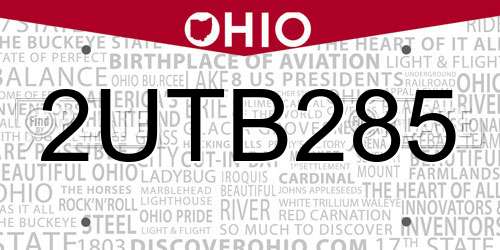 2UTB285 Ohio License Plate
