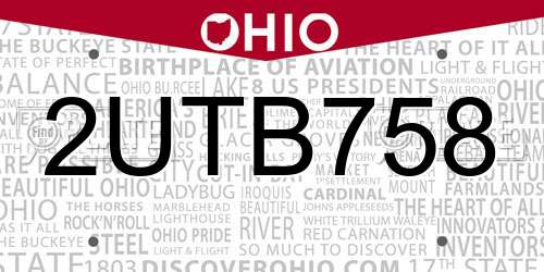 2UTB758 Ohio License Plate