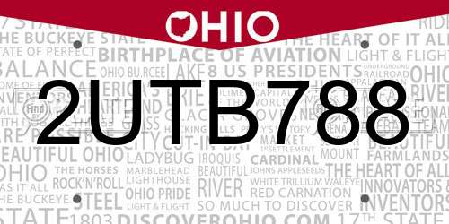 2UTB788 Ohio License Plate