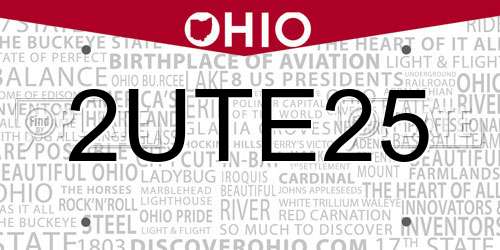 2UTE25 Ohio License Plate