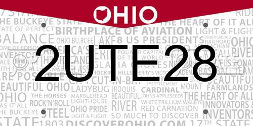 2UTE28 Ohio License Plate