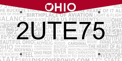 2UTE75 Ohio License Plate