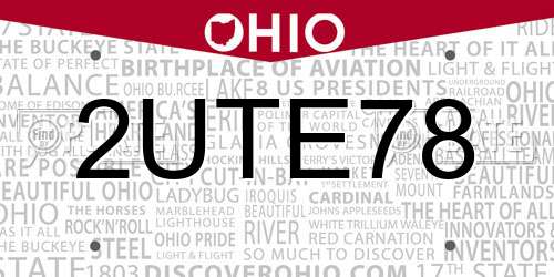 2UTE78 Ohio License Plate
