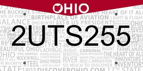 2UTS255 Ohio License Plate