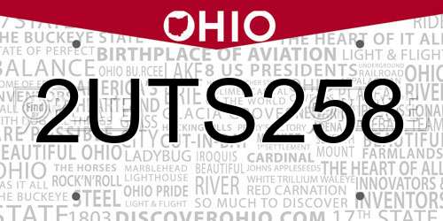 2UTS258 Ohio License Plate