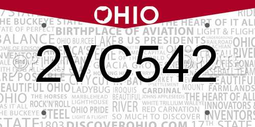 2VC542 Ohio License Plate