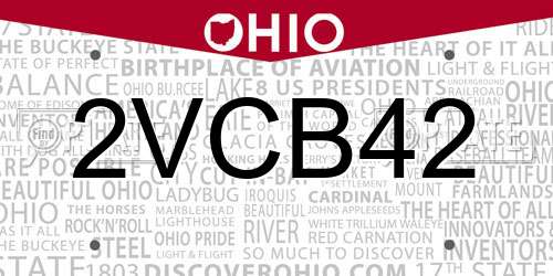 2VCB42 Ohio License Plate