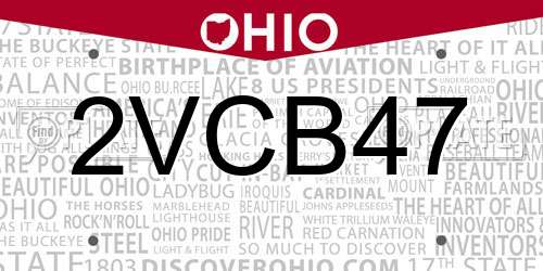 2VCB47 Ohio License Plate