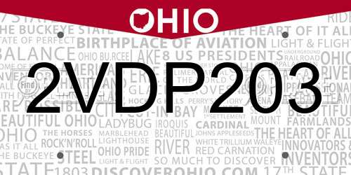 2VDP203 Ohio License Plate