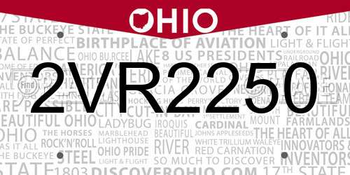 2VR2250 Ohio License Plate