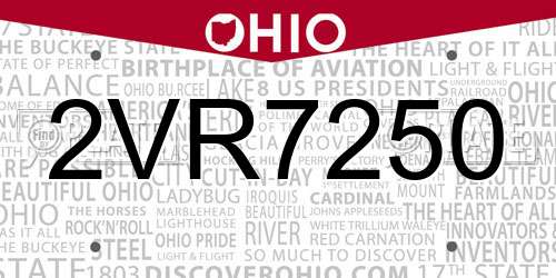 2VR7250 Ohio License Plate
