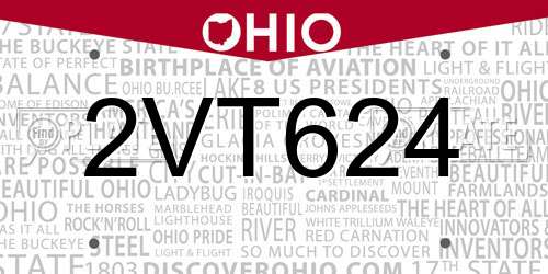 2VT624 Ohio License Plate