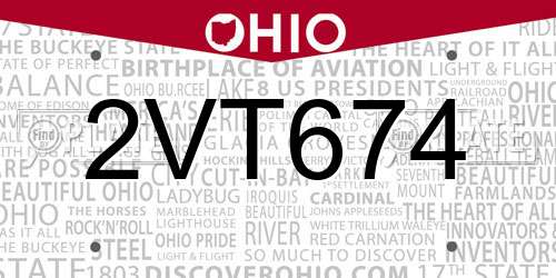 2VT674 Ohio License Plate