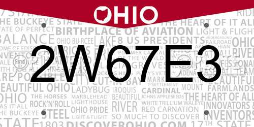 2W67E3 Ohio License Plate