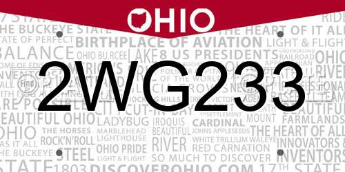 2WG233 Ohio License Plate
