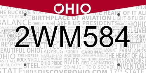2WM584 Ohio License Plate
