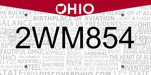 2WM854 Ohio License Plate