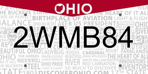 2WMB84 Ohio License Plate