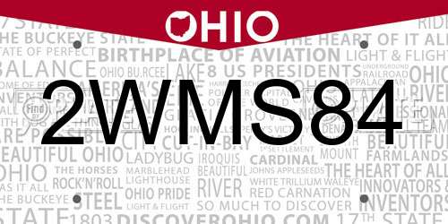 2WMS84 Ohio License Plate