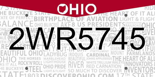 2WR5745 Ohio License Plate