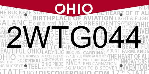 2WTG044 Ohio License Plate