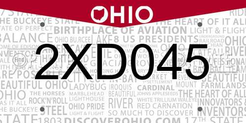 2XD045 Ohio License Plate