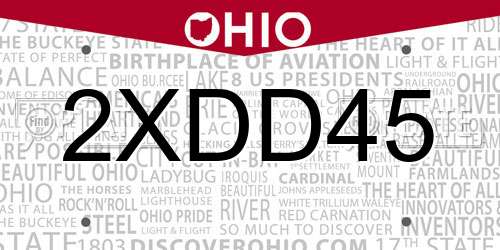 2XDD45 Ohio License Plate