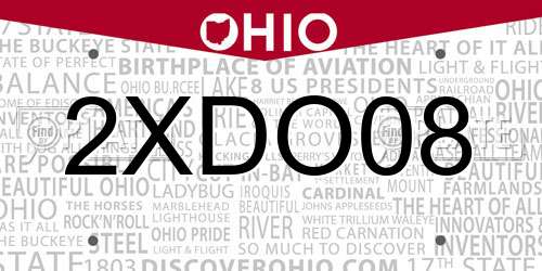 2XDO08 Ohio License Plate