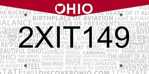 2XIT149 Ohio License Plate