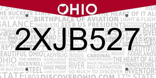 2XJB527 Ohio License Plate
