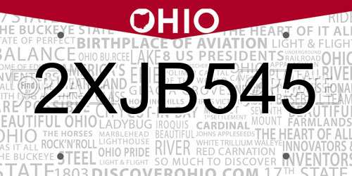 2XJB545 Ohio License Plate