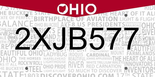 2XJB577 Ohio License Plate