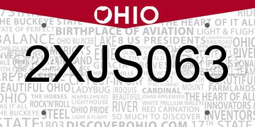 2XJS063 Ohio License Plate
