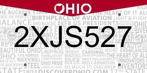 2XJS527 Ohio License Plate