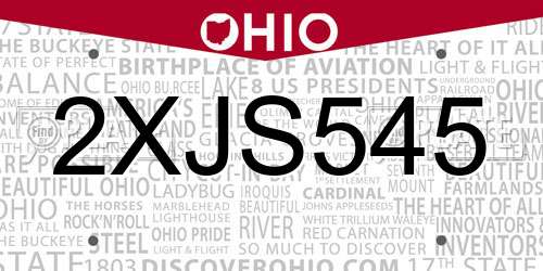 2XJS545 Ohio License Plate