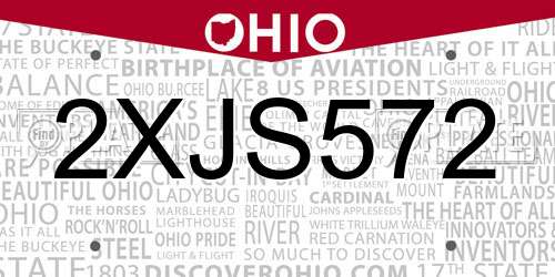 2XJS572 Ohio License Plate