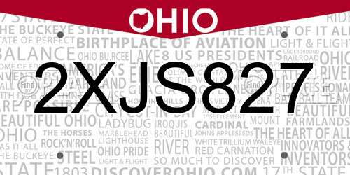 2XJS827 Ohio License Plate