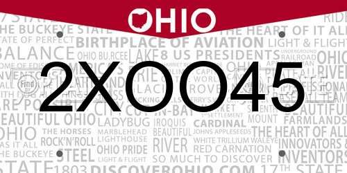 2XOO45 Ohio License Plate